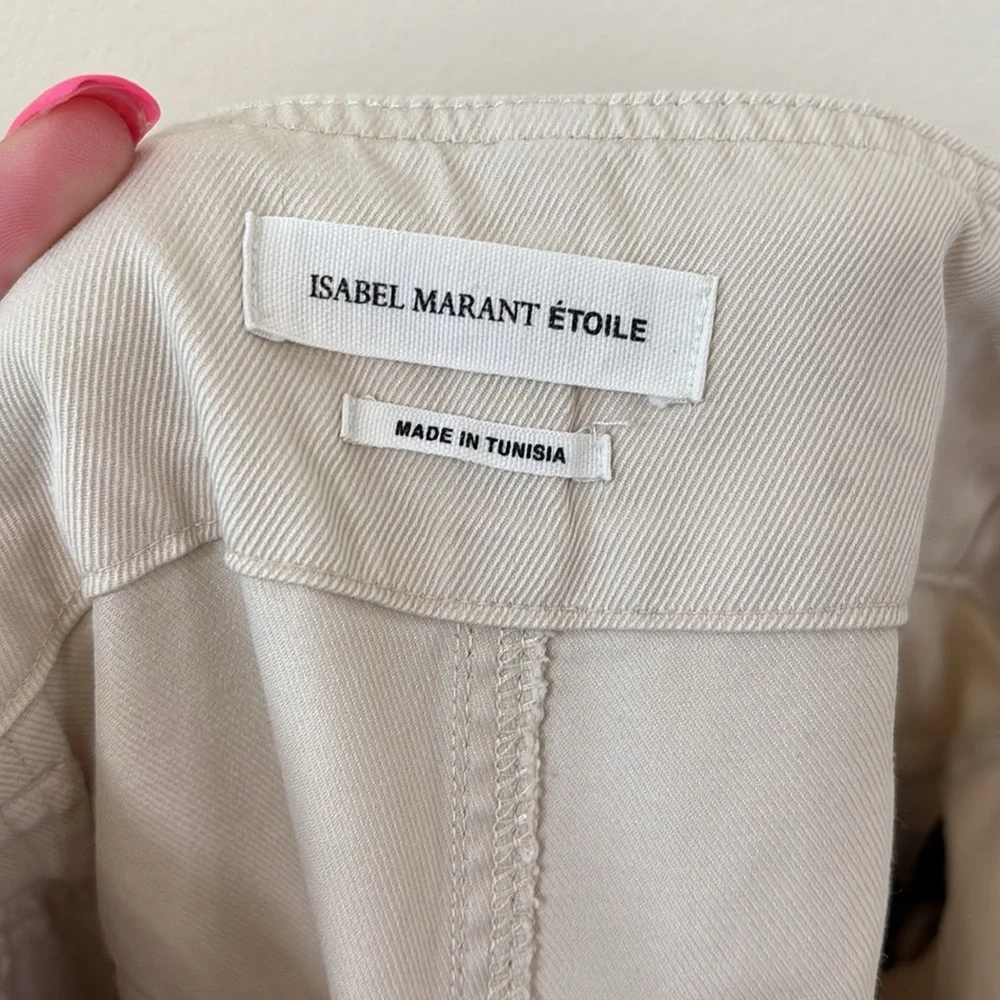 Isabel Marant Étoile Odea Cropped Wide Leg Pants Beige Size 36 - Picture 10 of 12